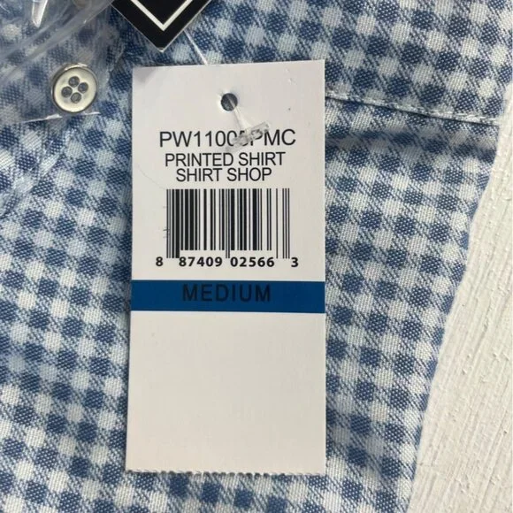 Polly & Esther Gingham Button Up Shirt Womens Medium Blue New Long Sleeve - Picture 8 of 8